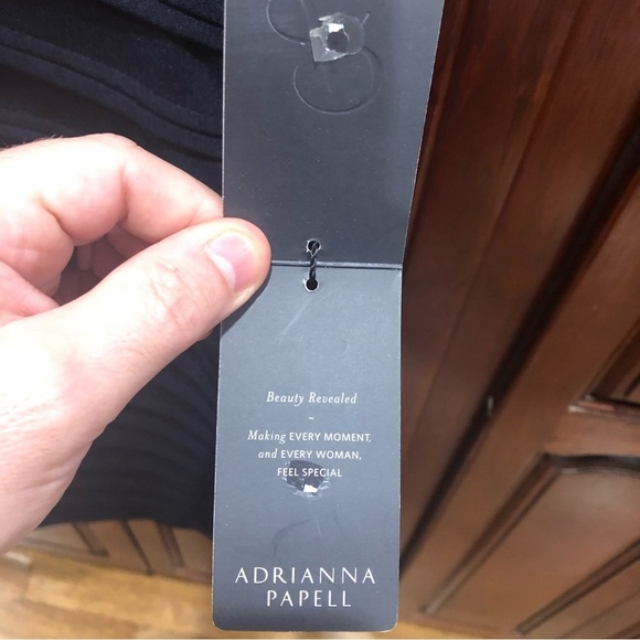 NWT Adriana Papell Navy Midnight Blue Lace V Neck Dress Sz 10 - Picture 6 of 10